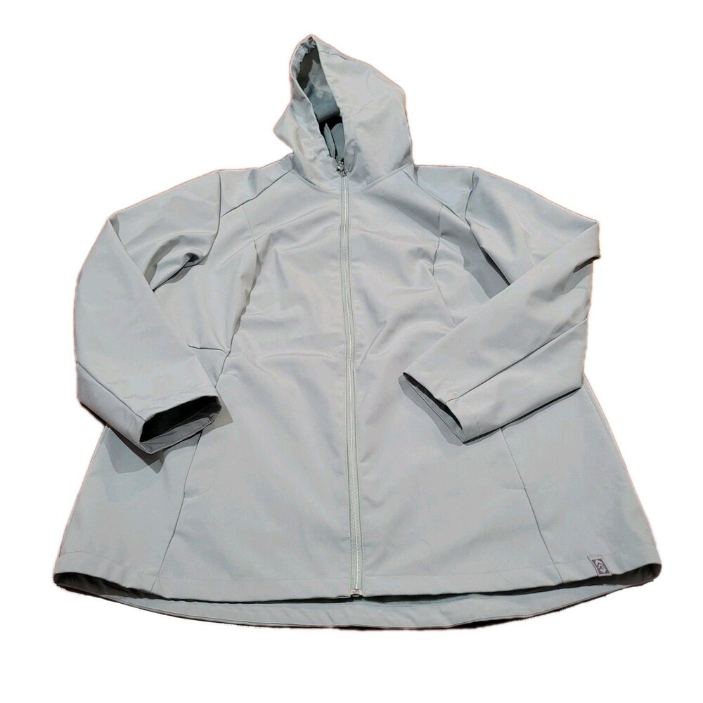 Free Country Womens Softshell Fleece Jacket Hooded Zip Gray Willow XXL